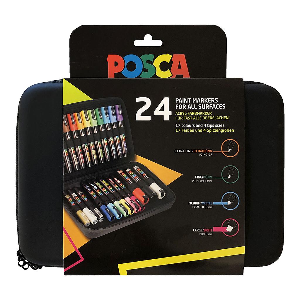 24 Posca markers set in hard case - Markers - Coloring Supplies