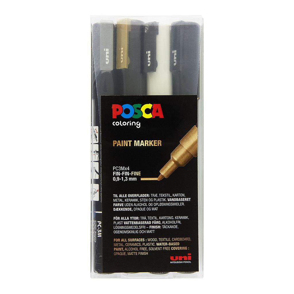 Uni Posca Markers PC-3M, 4 set Metallic 